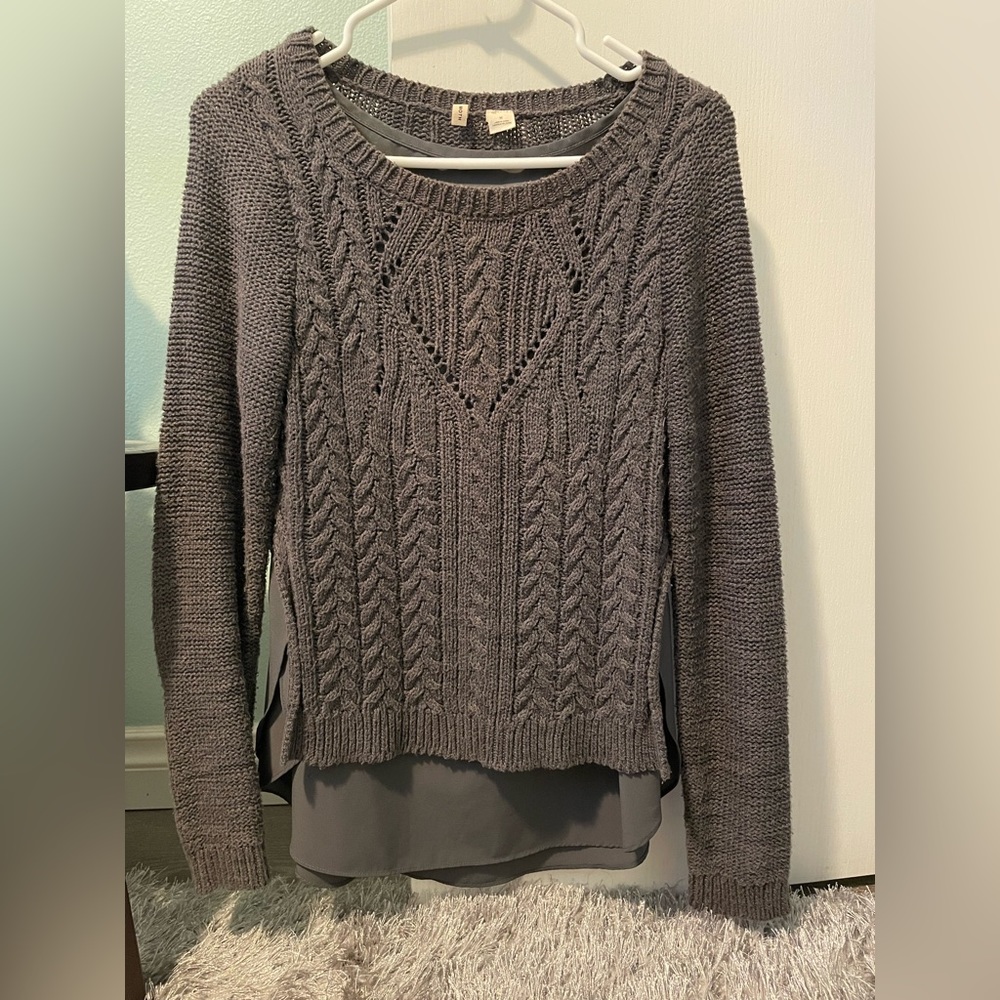 Anthropologie charcoal gray sweater with built in shell